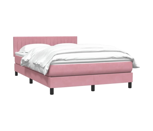 Cama box spring con colchón terciopelo rosa 140x210 cm