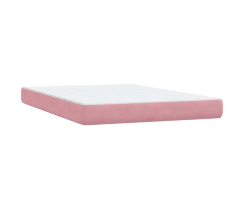 Cama box spring con colchón terciopelo rosa 140x210 cm