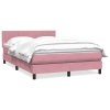 Cama box spring con colchón terciopelo rosa 140x210 cm