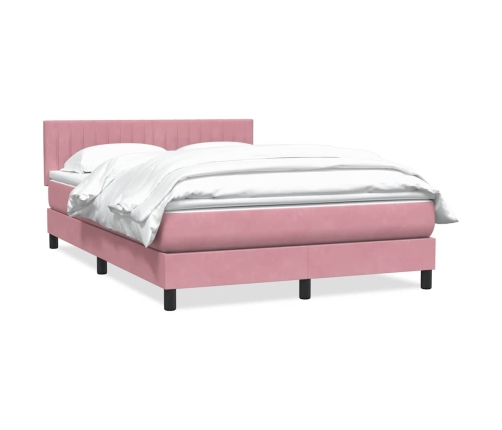 Cama box spring con colchón terciopelo rosa 140x210 cm