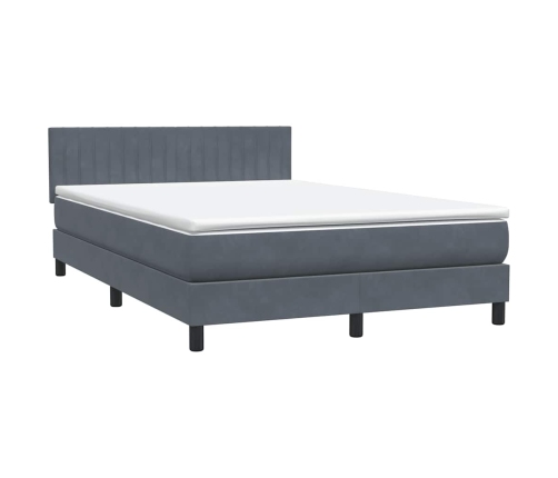 Cama box spring con colchón terciopelo gris oscuro 160x210 cm