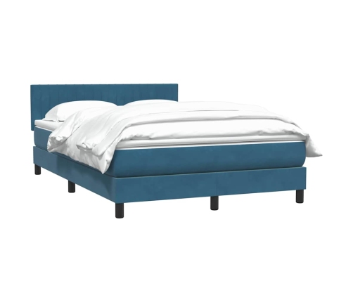 Cama box spring con colchón terciopelo azul oscuro 160x210 cm