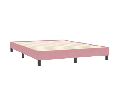 Cama box spring con colchón terciopelo rosa 160x210 cm