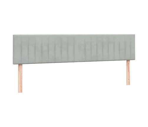 Cama box spring con colchón terciopelo gris claro 180x210 cm