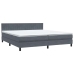 Cama box spring con colchón terciopelo gris oscuro 180x210 cm