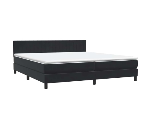 Cama box spring con colchón terciopelo negro 180x210 cm