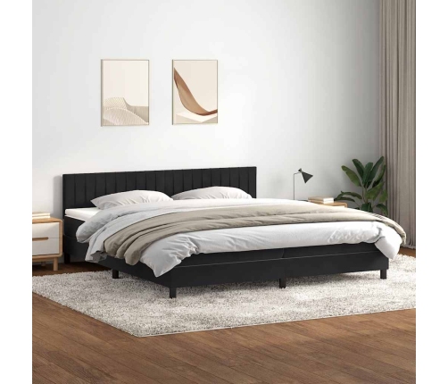 Cama box spring con colchón terciopelo negro 180x210 cm