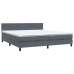 Cama box spring con colchón terciopelo gris oscuro 200x210 cm