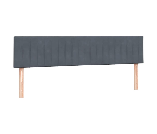 Cama box spring con colchón terciopelo gris oscuro 200x210 cm