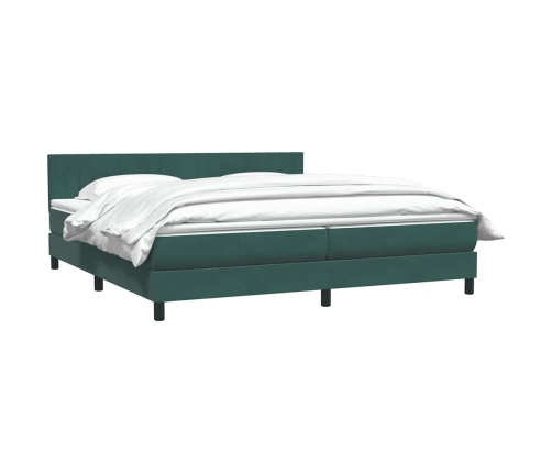 Cama box spring con colchón terciopelo verde oscuro 200x210 cm