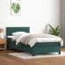 Cama box spring con colchón terciopelo verde oscuro 80x220 cm