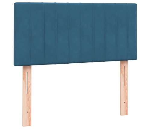 Cama box spring con colchón terciopelo azul oscuro 80x220 cm