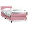 Cama box spring con colchón terciopelo rosa 80x220 cm