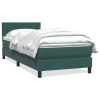 Cama box spring con colchón terciopelo verde oscuro 100x220 cm