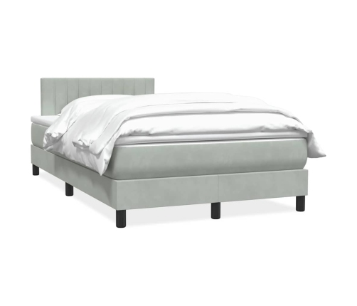 Cama box spring con colchón terciopelo gris claro 120x220 cm