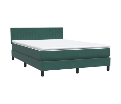 Cama box spring con colchón terciopelo verde oscuro 160x220 cm