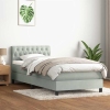 Cama box spring con colchón terciopelo gris claro 80x210 cm