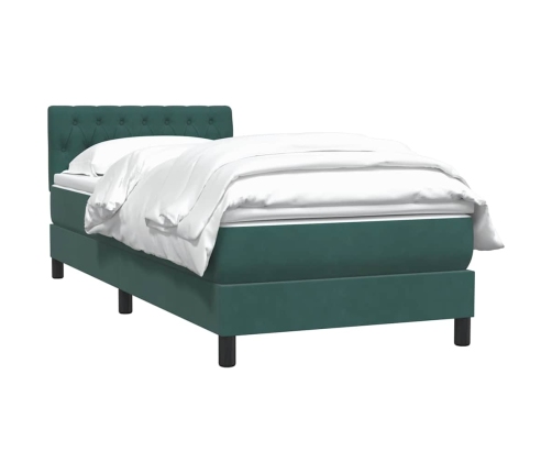 Cama box spring con colchón terciopelo verde oscuro 80x210 cm