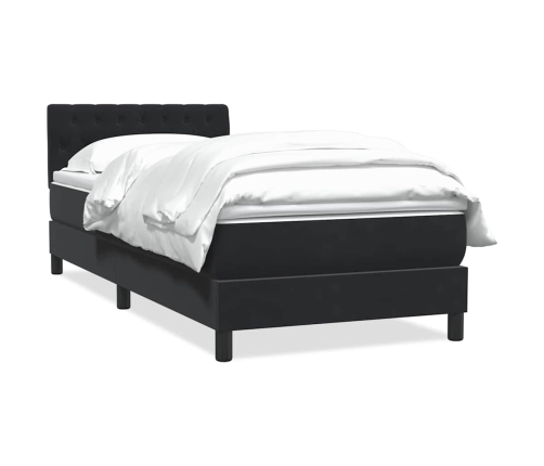 Cama box spring con colchón cuero sintético negro 90x210 cm