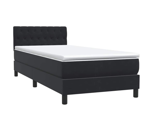 Cama box spring con colchón terciopelo negro 100x210 cm