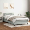 Cama box spring con colchón terciopelo gris claro 120x210 cm