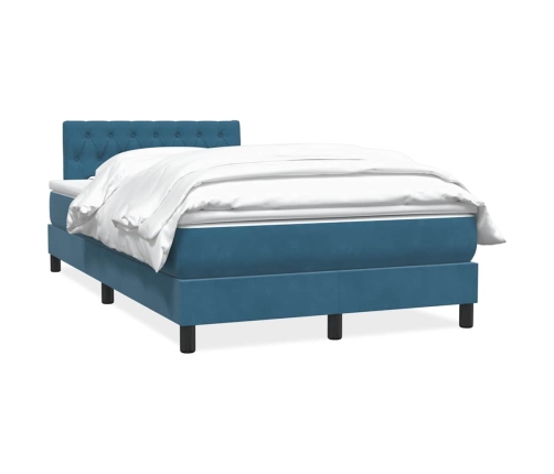 Cama box spring con colchón terciopelo azul oscuro 120x210 cm