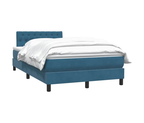 Cama box spring con colchón terciopelo azul oscuro 120x210 cm