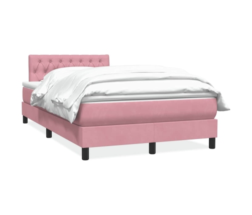 Cama box spring con colchón terciopelo rosa 120x210 cm