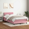 Cama box spring con colchón terciopelo rosa 120x210 cm