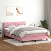 Cama box spring con colchón terciopelo rosa 140x210 cm