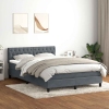 Cama box spring con colchón terciopelo gris oscuro 160x210 cm