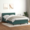 Cama box spring con colchón terciopelo verde oscuro 160x210 cm