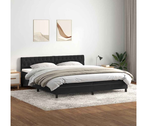 Cama box spring con colchón terciopelo negro 200x210 cm