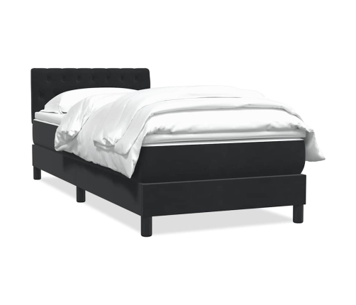 Cama box spring con colchón cuero sintético negro 80x220 cm