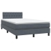 Cama box spring con colchón terciopelo gris oscuro 120x220 cm