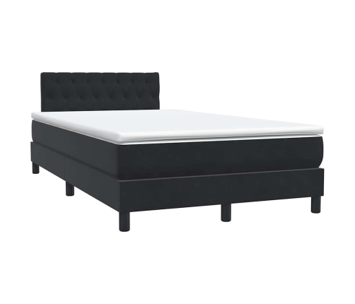 Cama box spring con colchón terciopelo negro 120x220 cm