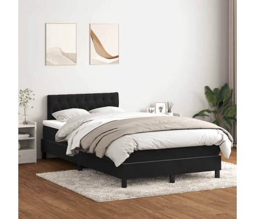 Cama box spring con colchón terciopelo negro 120x220 cm