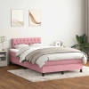 Cama box spring con colchón terciopelo rosa 120x220 cm