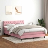 Cama box spring con colchón terciopelo rosa 140x220 cm