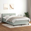 Cama box spring con colchón terciopelo gris claro 160x220 cm