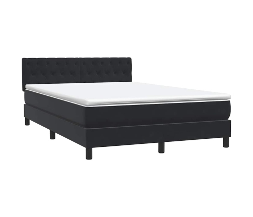 Cama box spring con colchón terciopelo negro 160x220 cm