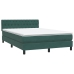 Cama box spring con colchón terciopelo verde oscuro 160x220 cm