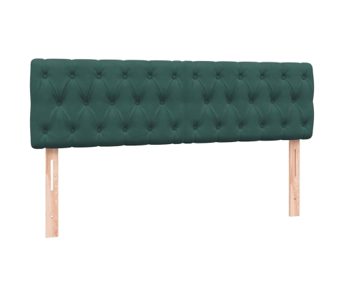 Cama box spring con colchón terciopelo verde oscuro 160x220 cm