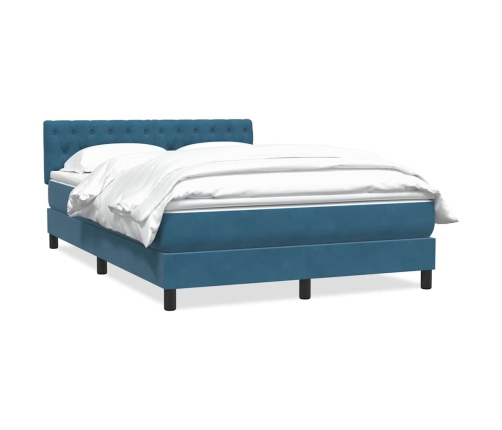 Cama box spring con colchón terciopelo azul oscuro 160x220 cm