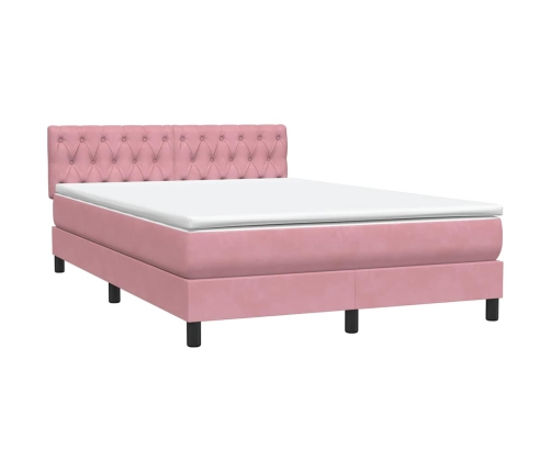 Cama box spring con colchón terciopelo rosa 160x220 cm