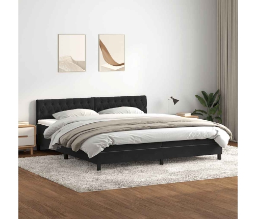 Cama box spring con colchón terciopelo negro 200x220 cm