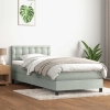 Cama box spring con colchón terciopelo gris claro 80x210 cm