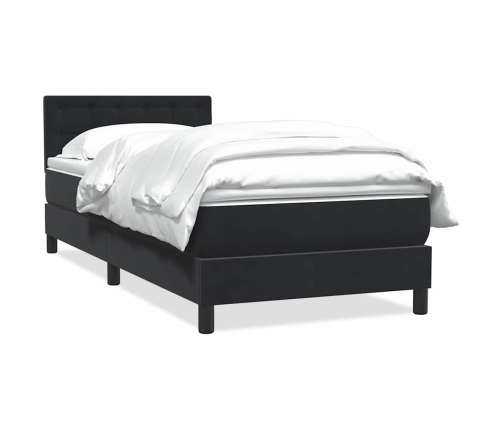 Cama box spring con colchón cuero sintético negro 80x210 cm