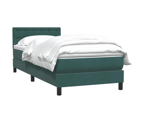 Cama box spring con colchón terciopelo verde oscuro 80x210 cm