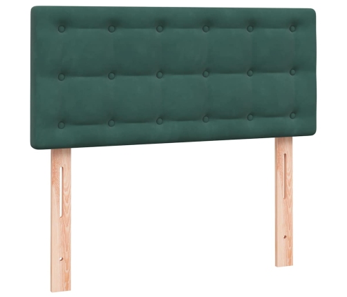 Cama box spring con colchón terciopelo verde oscuro 80x210 cm